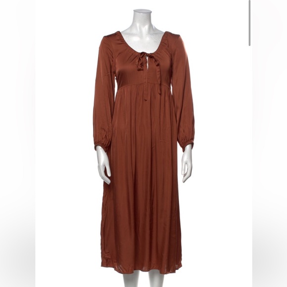 Rachel Pally Silky Rust Red Midi Dress Small - Picture 2 of 2